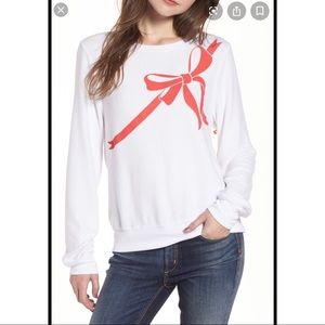 Wildfox gift wrapped bow white sweatshirt